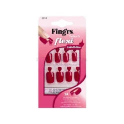 Fing'rs Set Unghie Artificiali Flessibili Flexi Nail Colore Rosse 14 Misure