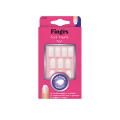 Fing'rs Unghie Artificiali Corte Non Decorate 28 Tips In 14 Misure-1 Colla Per Unghie-1 Salvietta-1 Lima-1 Bastoncino Manicure-Istruzioni