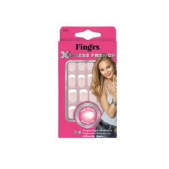 Fing'rs - Unghie Tips Decorate Auto Adesive Istantanee Express French 24 Unghie Autoadesive -1 Salvietta