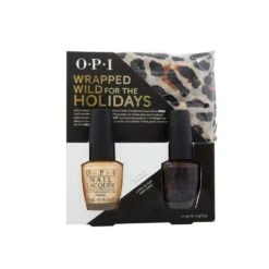 OPI Wrapped Wild For The Holidays Confezione Regalo 15 Ml Smalto Rollin' In Cashmere + 15 Ml Smalto Love Is Hot And Coal + Sciarpetta Ghepardata